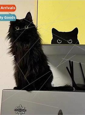 Cartoon fun black cat peeking car stickers car electric moto