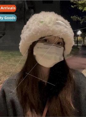 White deer hat fall and winter plush fisherman hat knitting