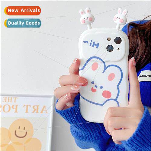Cartoon lines rabbit iPhone12 stereo 13Promax phone case 适