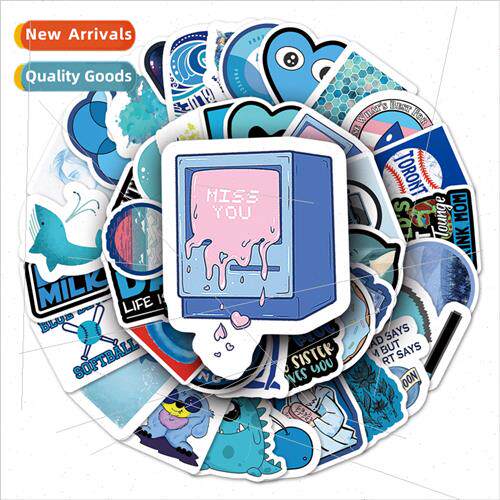 59 blue series graffiti cartoon stickers luggage refrigerato