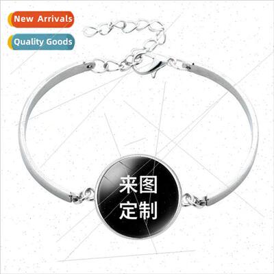 Custom Made 20mm Colorful Printed Time Gemstone Alloy Bracel
