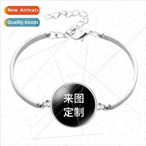 Custom Made 20mm Colorful Printed Time Gemstone Alloy Bracel