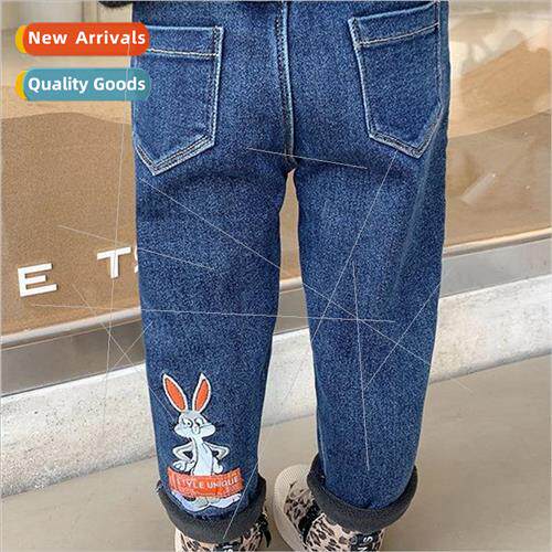Girls padded jeans fall and winter 2023 new female baby one-