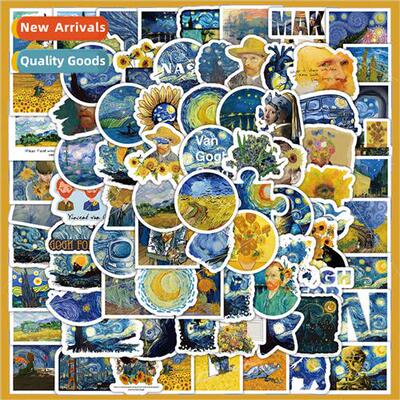 100 Van Gogh oil painting stickers sunflower castle graffiti