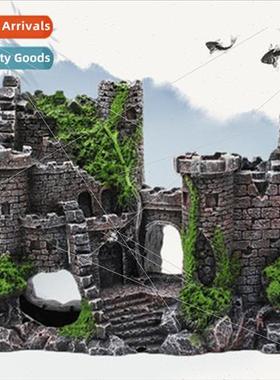 Resin fish tank ancient castle decoration aquarium cavern bu