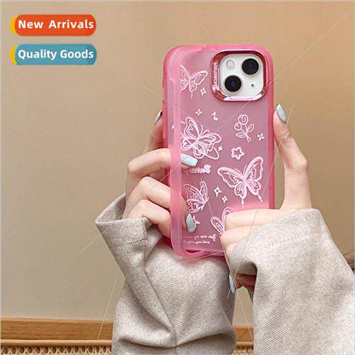 INS Pink Line Butterfly Apple 14 Niche Women 15 ProMax Case