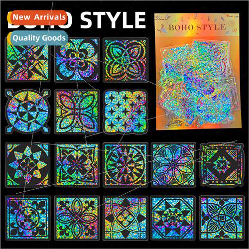 50 pcs of Bomi window decoration colorful gold laser sticker