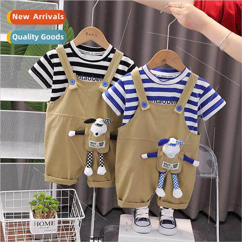 childrens wear boys suit 2023 new handsome baby summer strip
