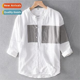 personalized sleeved seven medium linen point Colorblocking