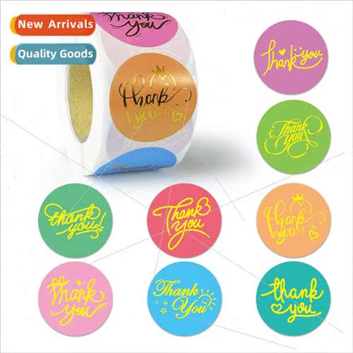 500pcs/roll hot stamping colorful thank you stickers roll kr