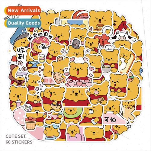50 new self-created cute cartoon nature bear stickers decora