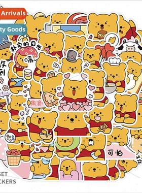 50 new self-created cute cartoon nature bear stickers decora