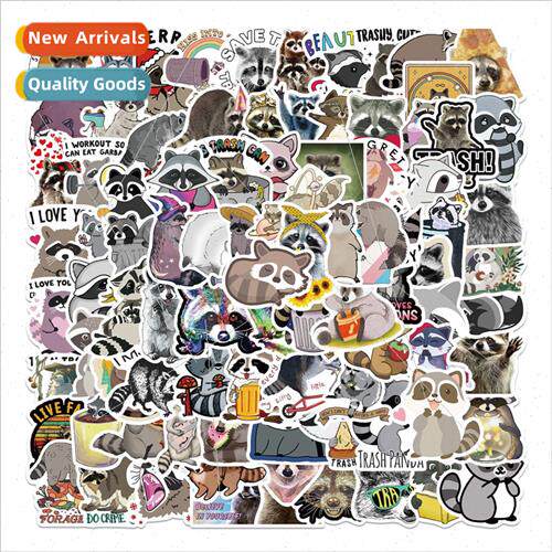 100 cartoon animal raccoon graffiti stickers can be decorate