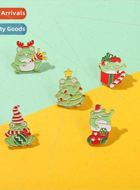 Christmas frog brooch over the holiday croaker badge metal b