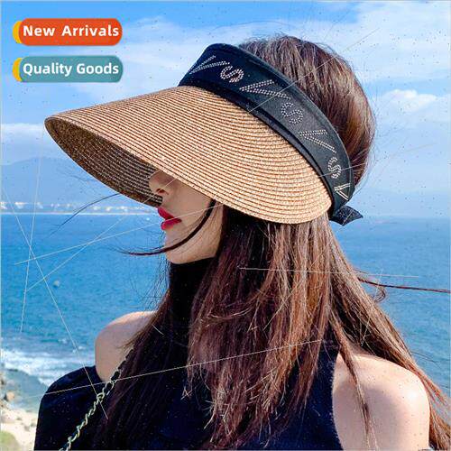 Japan raffia straw hat female summer new beach hollow top su