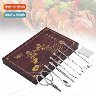 eight pieces eating Stainless tool crab hairy set steel