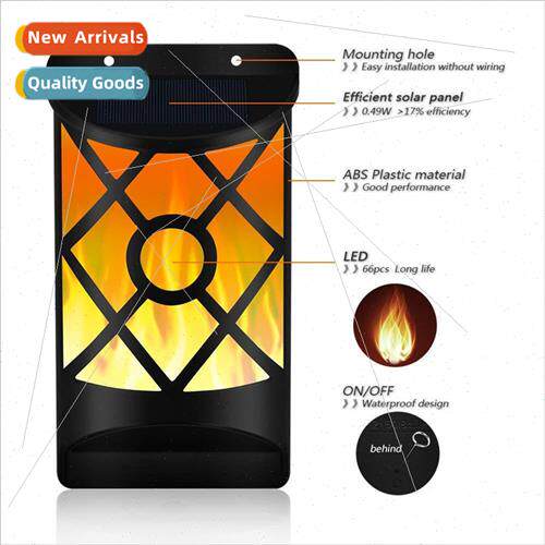 New solar wall light led flame light outdoor patio light gar