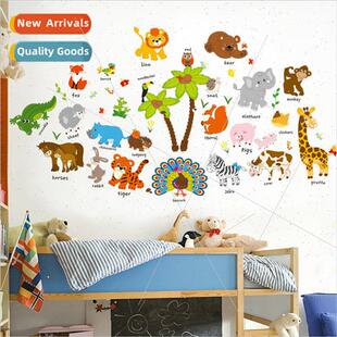 New childrens early childhood stickers animal English wall s