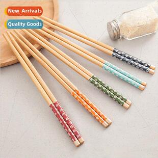 1 Pair Printed Wooden Wooden Chopsticks Vintage Household Ba
