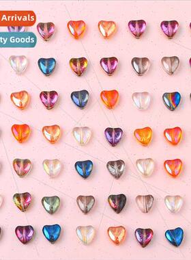8×8mm gradient colorful peach heart glass crystal beads han