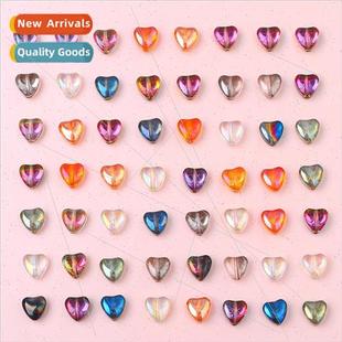 peach heart glass 8×8mm beads colorful crystal han gradient