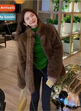 2023 winter new imitation fox fur coat womens medium-length