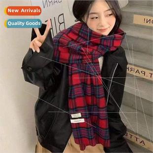 Korean new female thickened plaid winter retro Scarf the