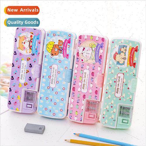 Korean children cartoon plastic multifunctional pencil case