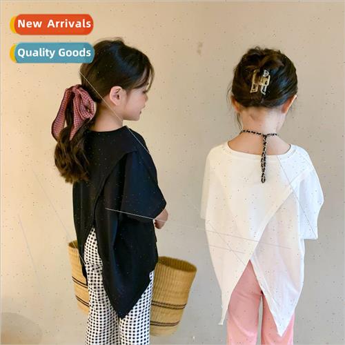 Child T2023 summer new back open design T-shirt baby fashion