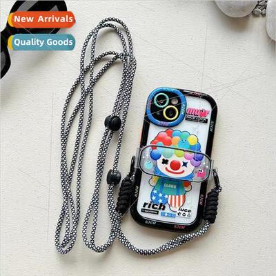 Fun cartoon quirky clown 适用 iPhone 13 oblique lanyard 14Pr