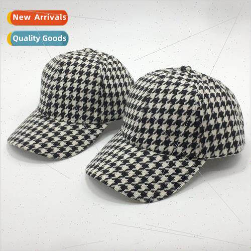 Hat female retro bird plaid blended knitted baseball cap spr