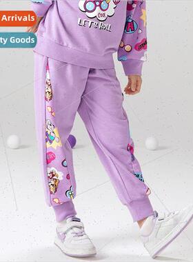 Girls pants high-waisted splicing spring and fall new Woof G