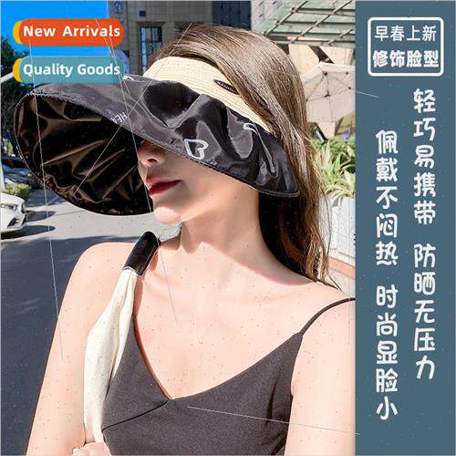 Sun hat female summer ultraviolet black rubber hollow cap po