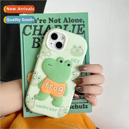 Fun cute three-dimensional frog iPhone15 silicone 13/14ProMa