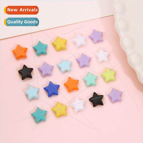 10mm acrylic solid color pentagram straight hole beads DIY h