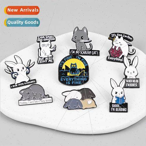 Cute cartoon bunny brooch personalized pins white rabbit bro