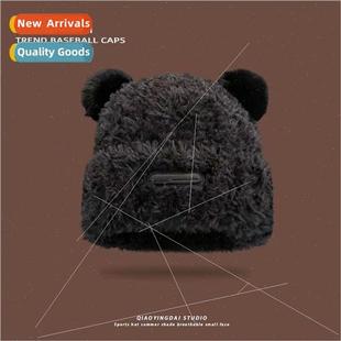 new knitted fall and female ears hat soft Cute winter bear