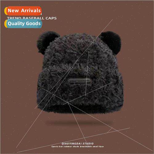 Cute bear ears knitted hat female fall and winter new soft p