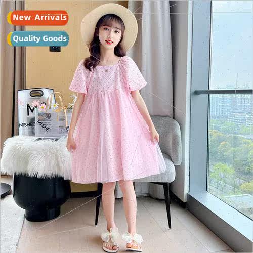 2023 new childrens clothing girls dress summer section of th