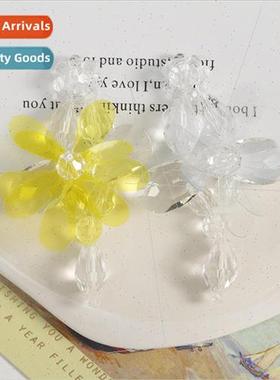Clear niche weaving crystal beads flower pendant diy handmad