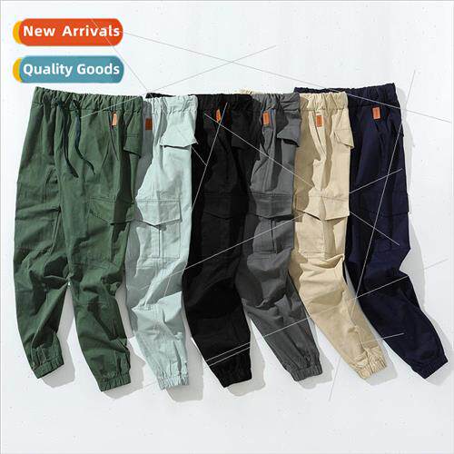Multi-pocket cotton sports pants mens youth casual fitness d