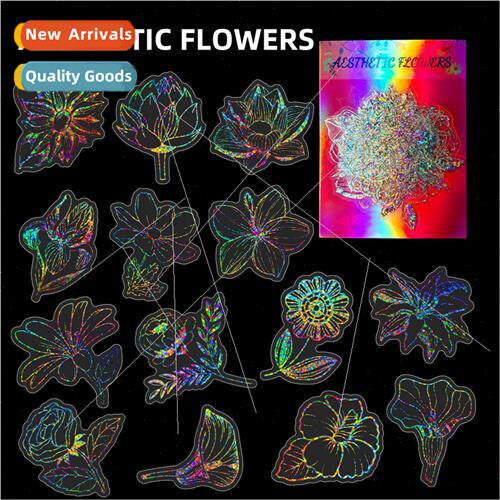 50 Pieces Assorted Flowers Children lver Laser Stickers Flow