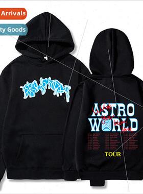 Powerful rapper ASTROWORLD hooded padded casual pullover swe