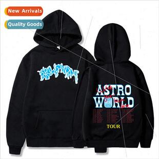 Powerful rapper ASTROWORLD hooded padded casual pullover swe