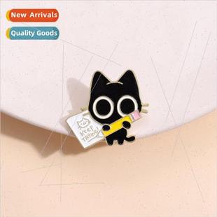 black anime metal pen color small brooch cat cartoon Cute