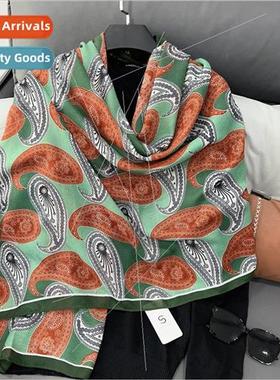 New retro cashew flower cotton hemp scarf female spring and