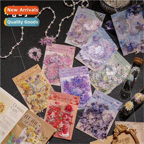 PET White Ink Sticker Pack Flower Fantasy Illustrated Series
