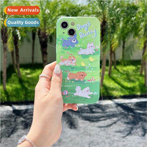 Cute Lawn Play Puppy 适用 iPhone 13 Case 14ProMax Apple 12Pr