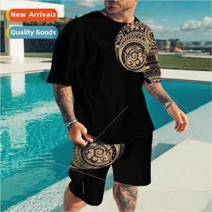 Casual Shir Digital Pants Beach Mens Print Animal Style