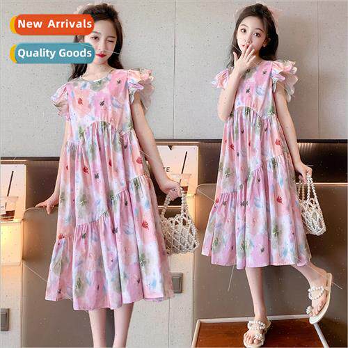 2023 new childrens clothing girls dress summer section of th